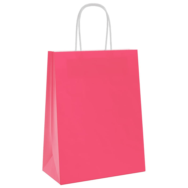 Afbeelding laden in galerijviewer, Vidaxl papieren zakjes 50 st met hengsels 21x11x28 cm roze
