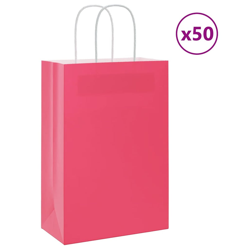 Afbeelding laden in galerijviewer, Vidaxl papieren zakjes 50 st met hengsels 21x11x31 cm roze
