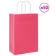 Vidaxl papieren zakjes 50 st met hengsels 21x11x31 cm roze