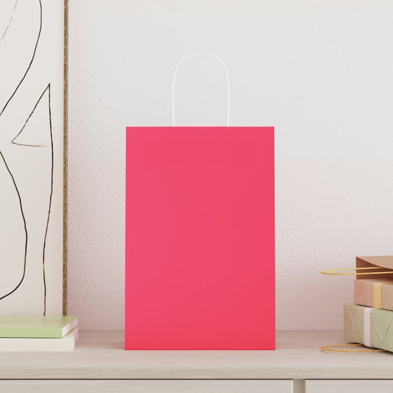 Afbeelding laden in galerijviewer, Vidaxl papieren zakjes 50 st met hengsels 21x11x31 cm roze
