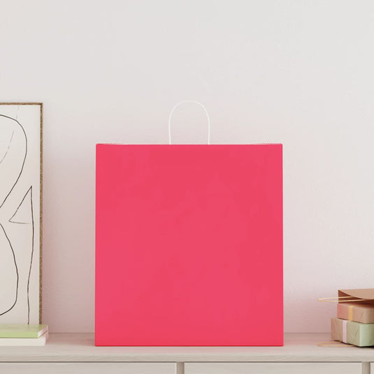 Vidaxl papieren zakken 50 st met hengsels 45x17x48 cm roze