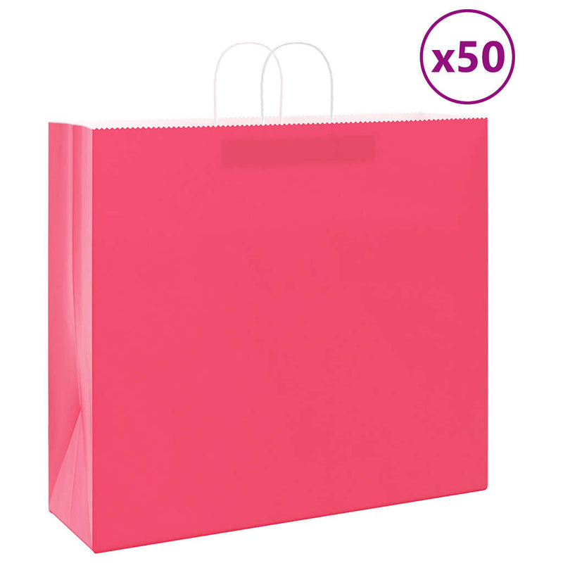 Chargez l'image dans la visionneuse de la galerie, Vidaxl papieren zakken 50 st met hengsels 54x15x49 cm roze
