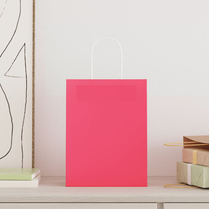 Afbeelding laden in galerijviewer, Vidaxl papieren zakken 250 st met hengsels 21x11x28 cm roze
