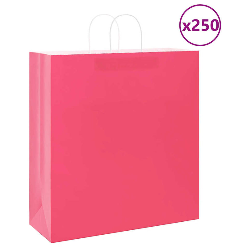 Chargez l'image dans la visionneuse de la galerie, Vidaxl papieren zakken 250 st met hengsels 45x17x48 cm roze
