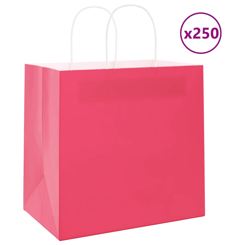 Chargez l'image dans la visionneuse de la galerie, Vidaxl papieren zakken 250 st met hengsels 54x15x49 cm roze
