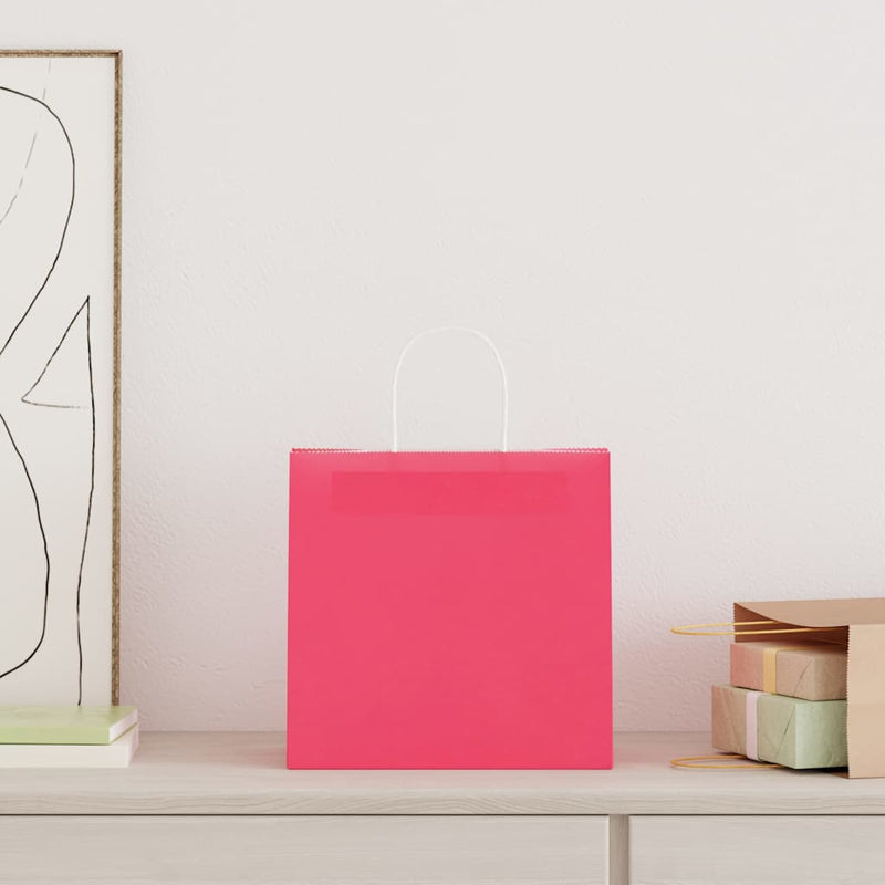 Chargez l'image dans la visionneuse de la galerie, Vidaxl papieren zakken 250 st met hengsels 54x15x49 cm roze
