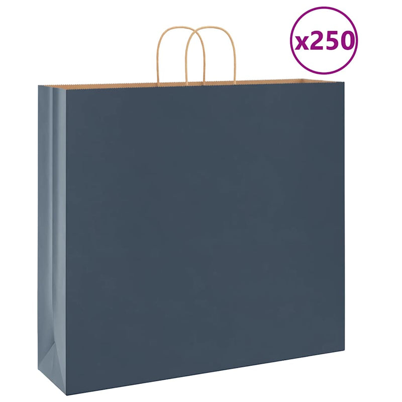 Chargez l'image dans la visionneuse de la galerie, Vidaxl papieren zakken 250 st met hengsels 54x15x49 cm blauw
