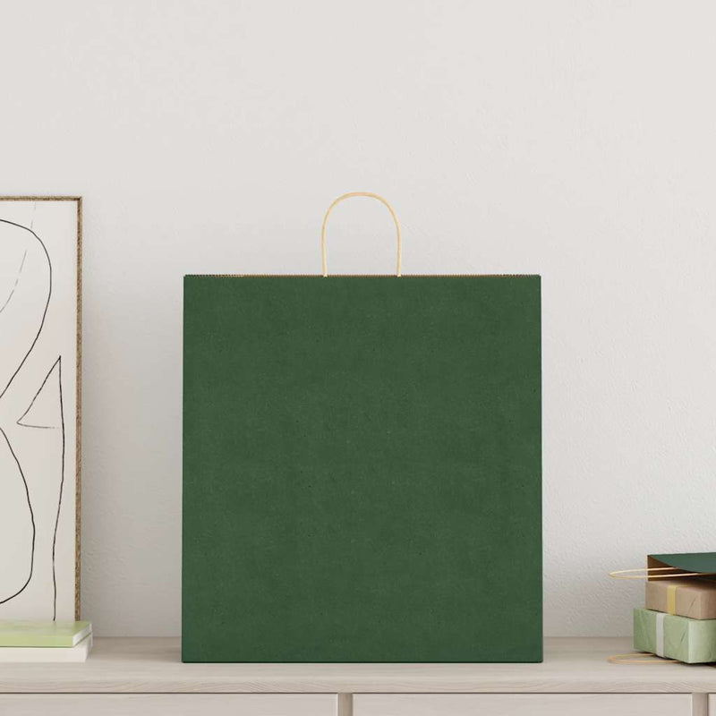 Chargez l'image dans la visionneuse de la galerie, Vidaxl papieren zakken 250 st met hengsels 45x17x48 cm groen
