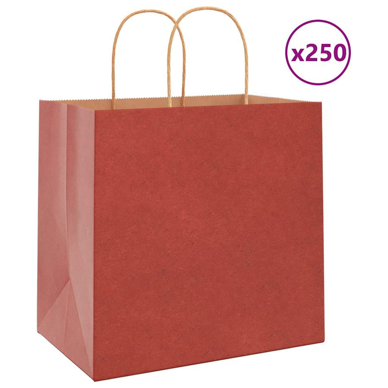 Chargez l'image dans la visionneuse de la galerie, Vidaxl papieren zakken 250 st met hengsels 26x17x25 cm rood

