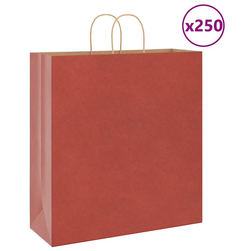 Chargez l'image dans la visionneuse de la galerie, Vidaxl papieren zakken 250 st met hengsels 45x17x48 cm rood

