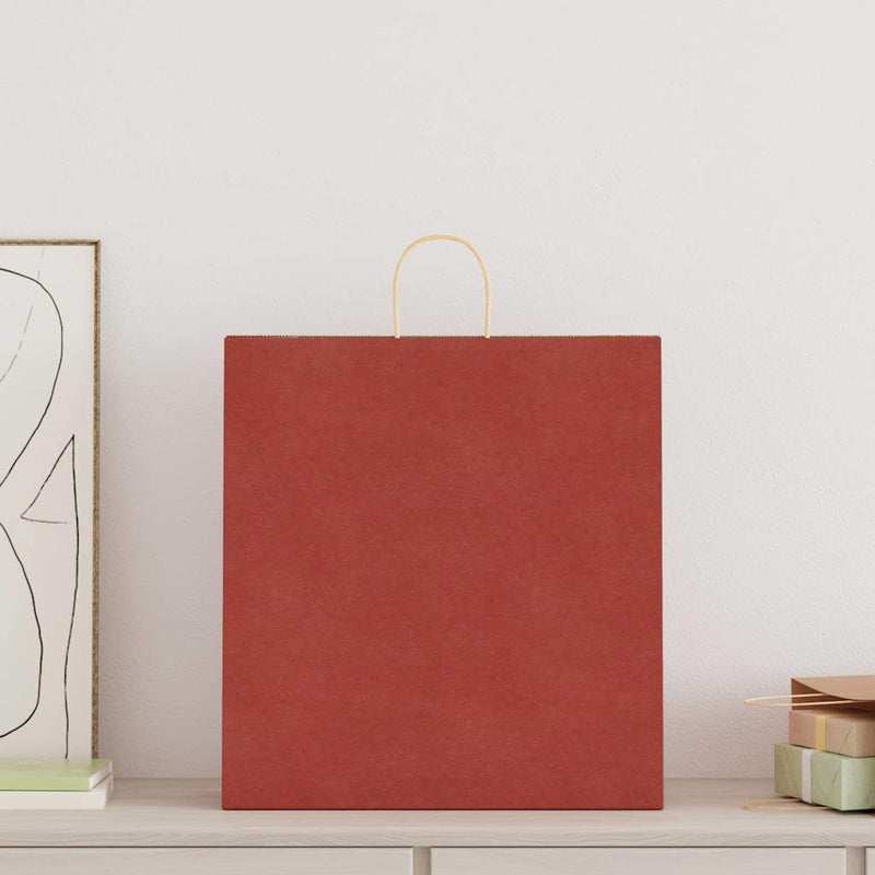 Chargez l'image dans la visionneuse de la galerie, Vidaxl papieren zakken 250 st met hengsels 45x17x48 cm rood
