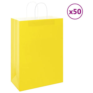 Vidaxl papieren zakken 50 st met hengsels 32x17x44 cm geel