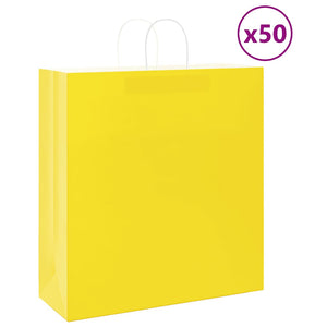 Vidaxl papieren zakken 50 st met hengsels 45x17x48 cm geel