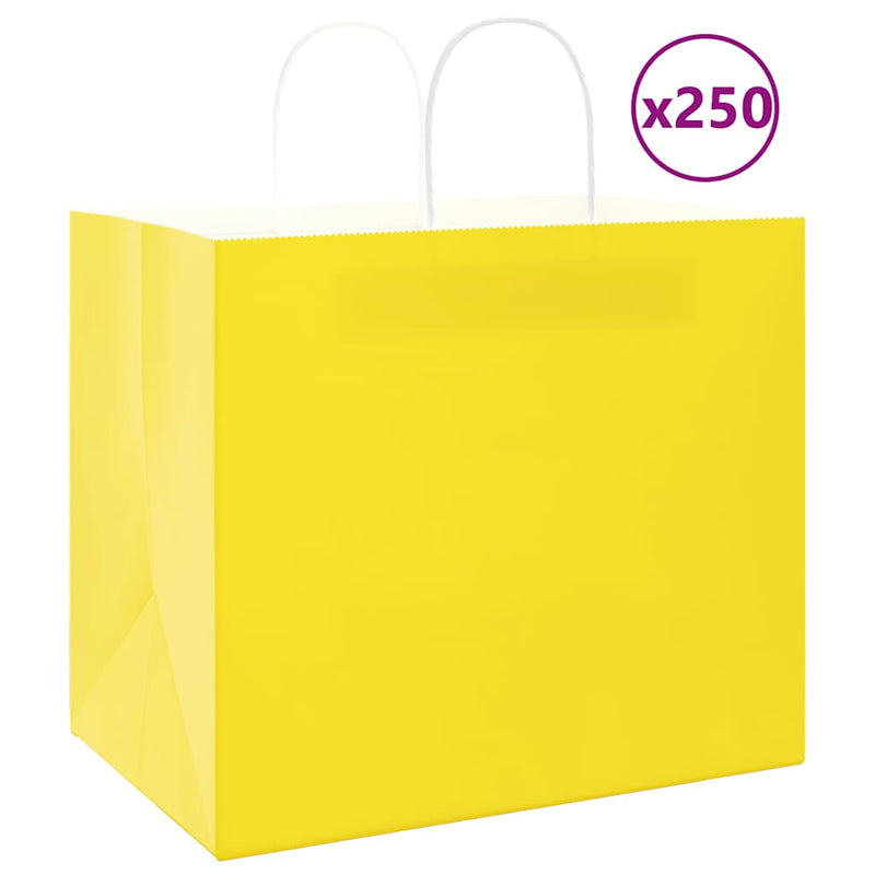 Afbeelding laden in galerijviewer, Vidaxl papieren zakken 250 st met hengsels 32x22x28 cm geel
