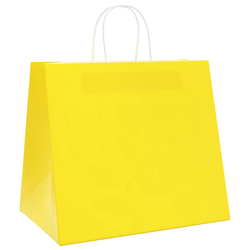 Afbeelding laden in galerijviewer, Vidaxl papieren zakken 250 st met hengsels 32x22x28 cm geel
