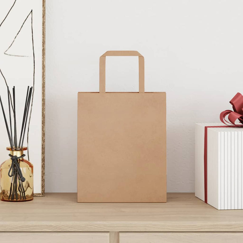 Afbeelding laden in galerijviewer, Vidaxl papieren zakken 250 st met hengsels 18x8x22 cm bruin
