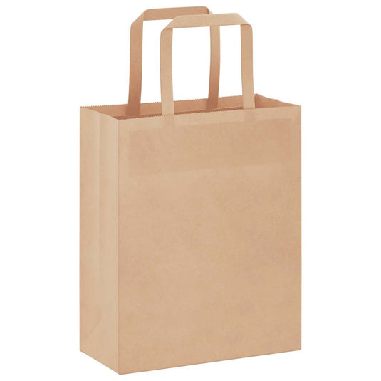Vidaxl papieren zakken 250 st met hengsels 18x8x22 cm bruin