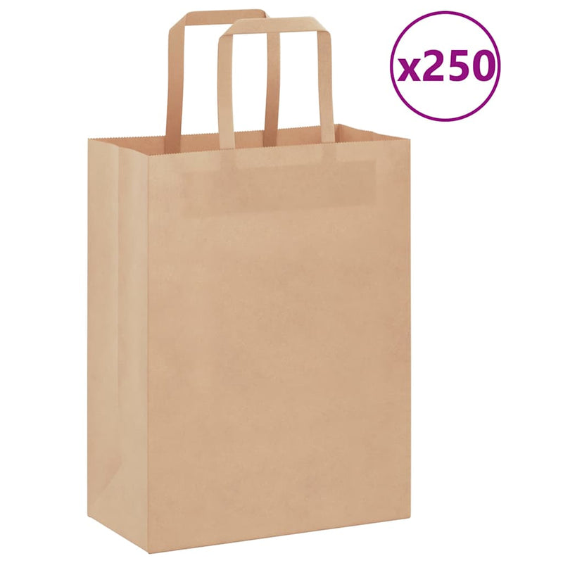 Afbeelding laden in galerijviewer, Vidaxl papieren zakken 250 st met hengsels 21x11x28 cm bruin
