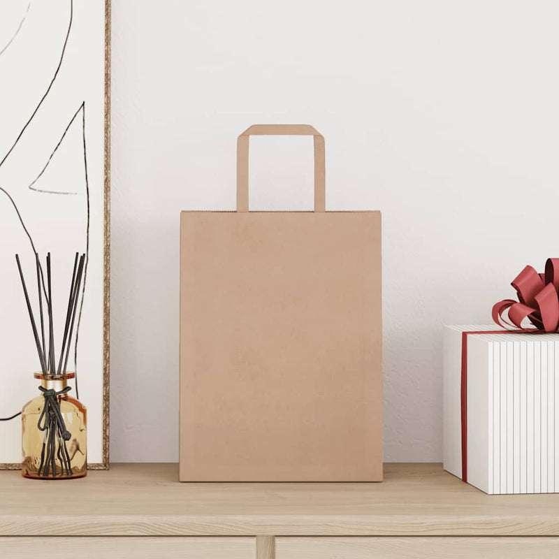 Afbeelding laden in galerijviewer, Vidaxl papieren zakken 250 st met hengsels 21x11x28 cm bruin
