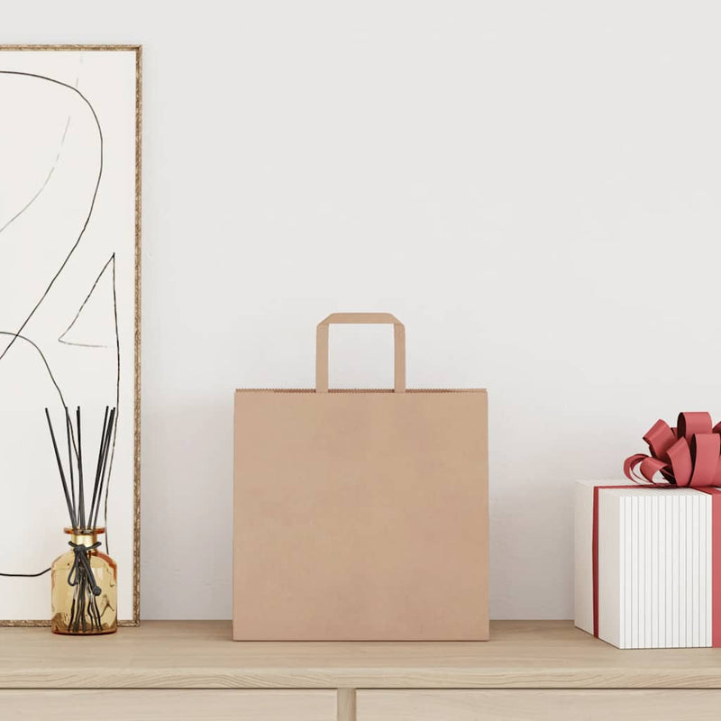 Afbeelding laden in galerijviewer, Vidaxl papieren zakken 250 st met hengsels 26x17x25 cm bruin
