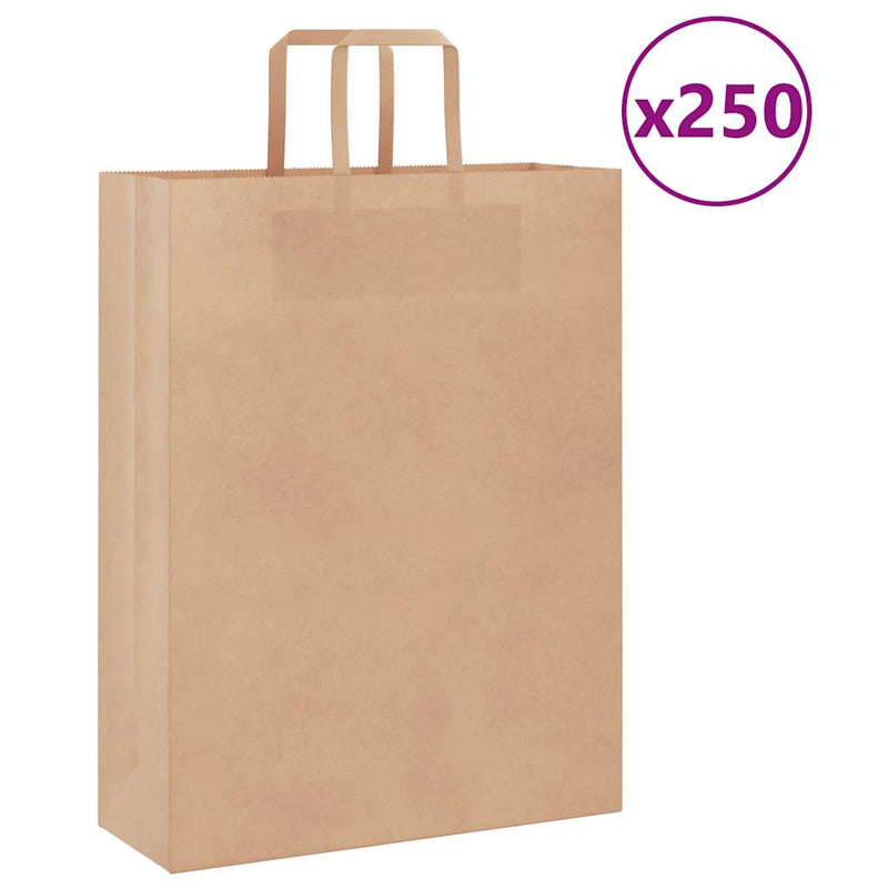 Afbeelding laden in galerijviewer, Vidaxl papieren zakken 250 st met hengsels 32x12x42 cm bruin
