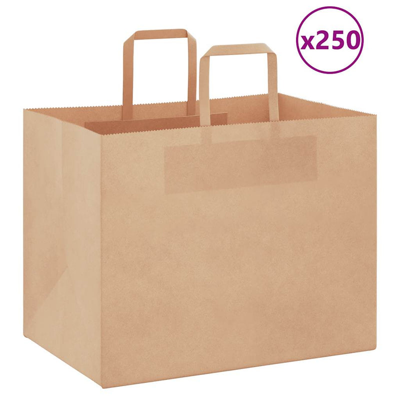 Afbeelding laden in galerijviewer, Vidaxl papieren zakken 250 st met hengsels 32x22x24 cm bruin
