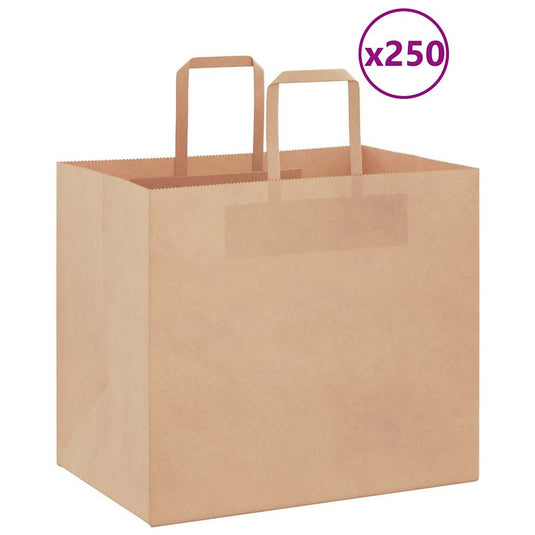 Vidaxl papieren zakken 250 st met hengsels 32x22x28 cm bruin