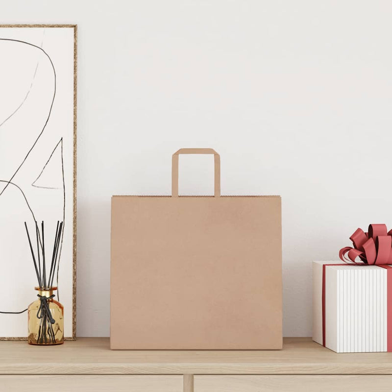 Afbeelding laden in galerijviewer, Vidaxl papieren zakken 250 st met hengsels 32x22x28 cm bruin
