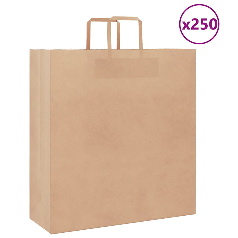 Afbeelding laden in galerijviewer, Vidaxl papieren zakken 250 st met hengsels 45x17x48 cm bruin
