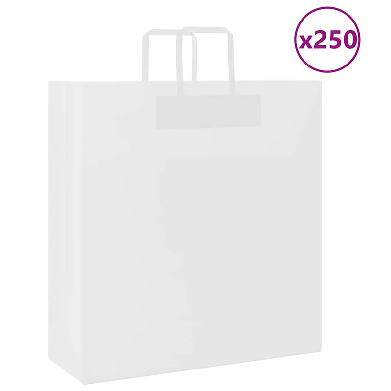 Afbeelding laden in galerijviewer, Vidaxl papieren zakken 250 st met hengsels 45x17x48 cm wit
