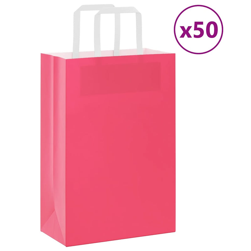 Afbeelding laden in galerijviewer, Vidaxl papieren zakken 50 st met hengsels 21x11x31 cm roze
