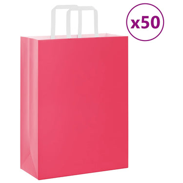 Vidaxl papieren zakken 50 st met hengsels 26x12x35 cm roze