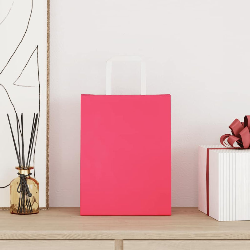 Afbeelding laden in galerijviewer, Vidaxl papieren zakken 250 st met hengsels 21x11x28 cm roze
