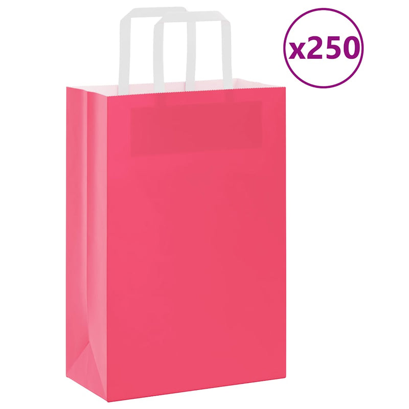 Afbeelding laden in galerijviewer, Vidaxl papieren zakken 250 st met hengsels 21x11x31 cm roze
