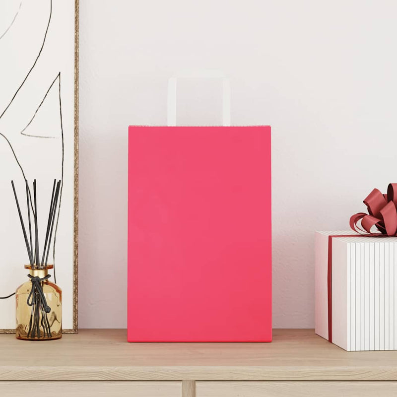 Afbeelding laden in galerijviewer, Vidaxl papieren zakken 250 st met hengsels 21x11x31 cm roze
