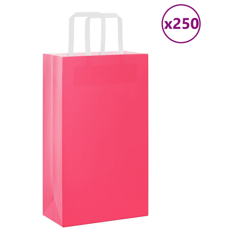 Afbeelding laden in galerijviewer, Vidaxl papieren zakken 250 st met hengsels 21x11x36 cm roze
