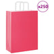 Vidaxl papieren zakken 250 st met hengsels 26x12x35 cm roze