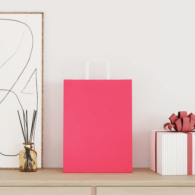 Afbeelding laden in galerijviewer, Vidaxl papieren zakken 250 st met hengsels 26x12x35 cm roze
