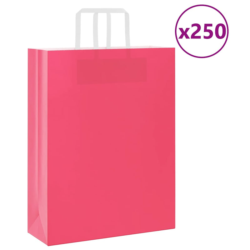 Afbeelding laden in galerijviewer, Vidaxl papieren zakken 250 st met hengsels 32x12x42 cm roze
