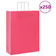Vidaxl papieren zakken 250 st met hengsels 32x12x42 cm roze