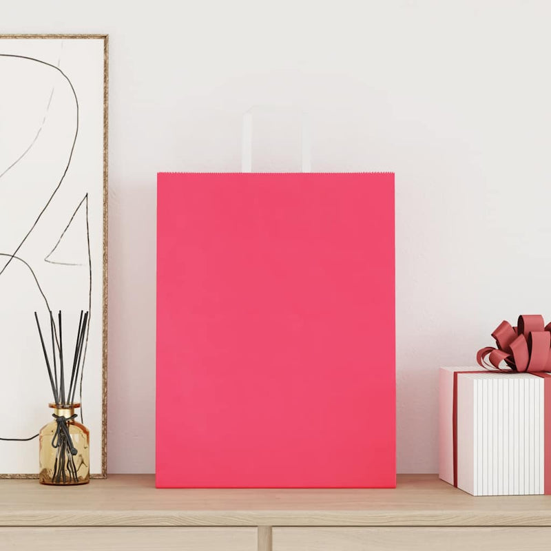 Afbeelding laden in galerijviewer, Vidaxl papieren zakken 250 st met hengsels 32x12x42 cm roze
