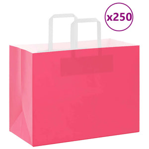 Vidaxl papieren zakken 250 st met hengsels 32x17x25 cm roze