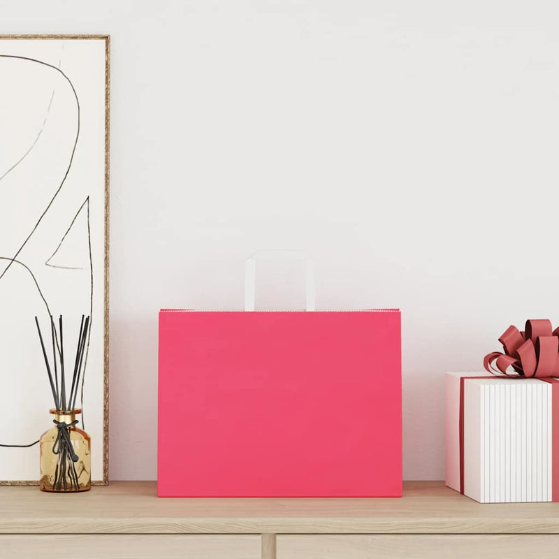 Afbeelding laden in galerijviewer, Vidaxl papieren zakken 250 st met hengsels 32x17x25 cm roze
