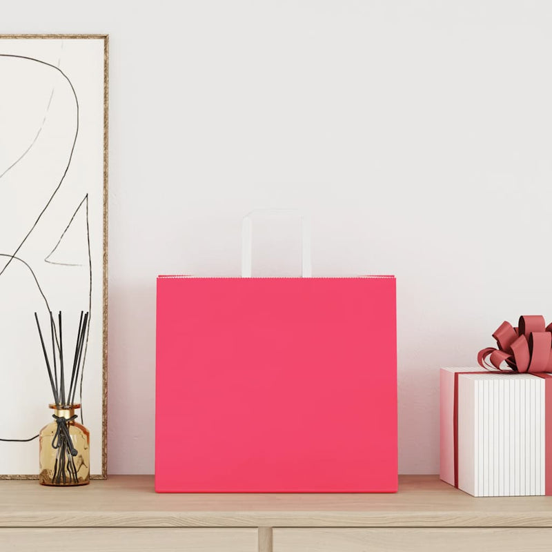 Afbeelding laden in galerijviewer, Vidaxl papieren zakken 250 st met hengsels 32x22x28 cm roze
