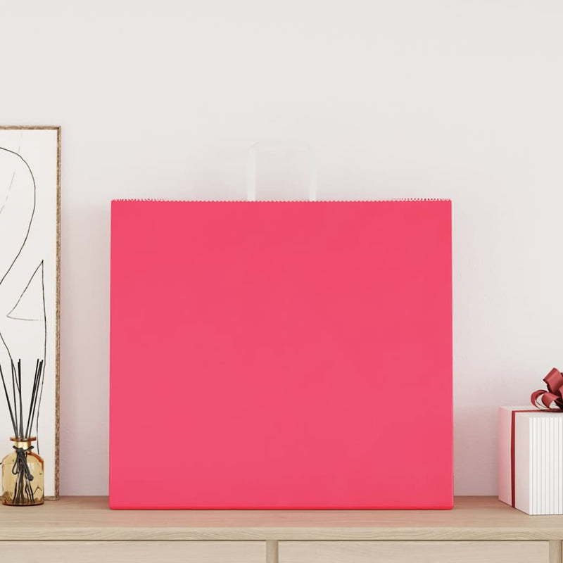 Afbeelding laden in galerijviewer, Vidaxl papieren zakken 250 st met hengsels 54x15x49 cm roze
