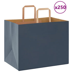 Vidaxl papieren zakken 250 st met hengsels 32x22x24 cm blauw