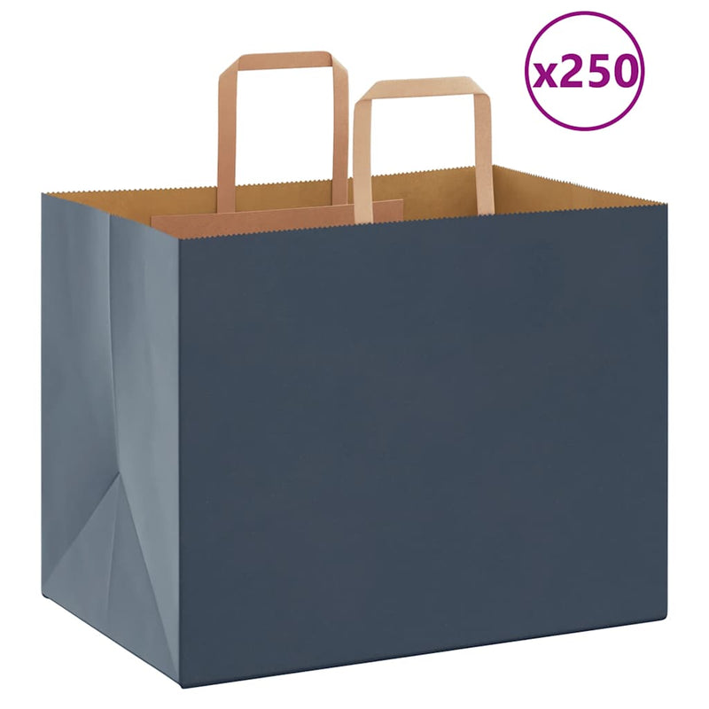 Afbeelding laden in galerijviewer, Vidaxl papieren zakken 250 st met hengsels 32x22x24 cm blauw
