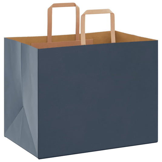 Vidaxl papieren zakken 250 st met hengsels 32x22x24 cm blauw