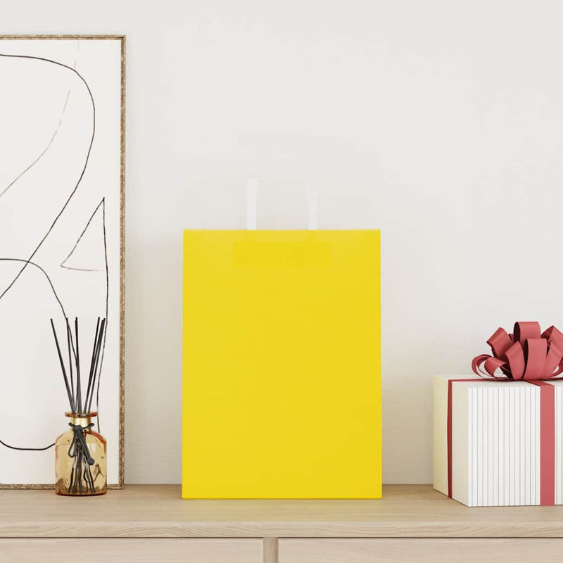 Afbeelding laden in galerijviewer, Vidaxl papieren zakken 50 st met hengsels 26x12x35 cm geel
