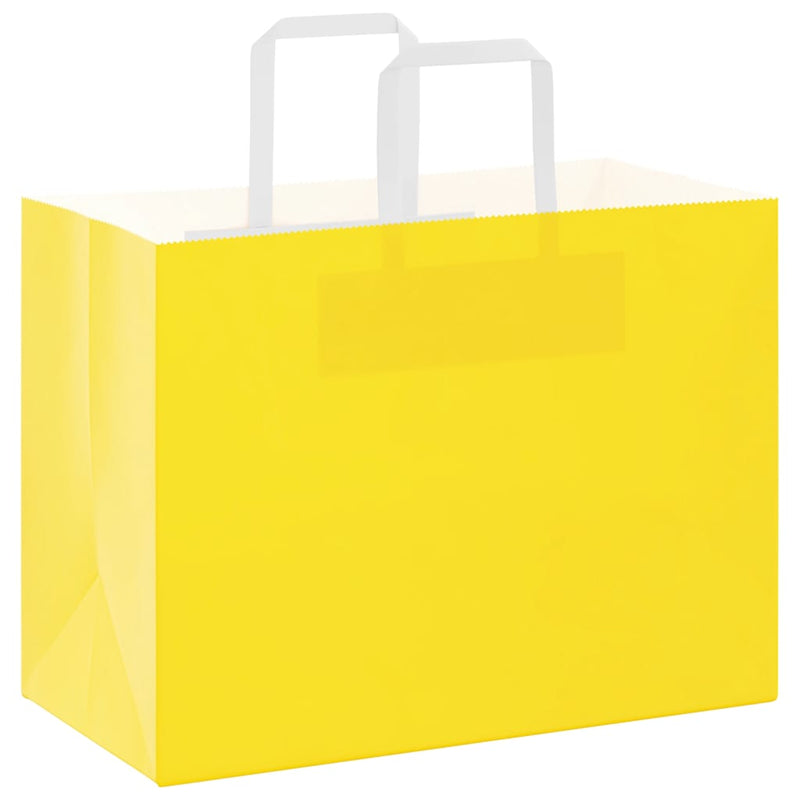Afbeelding laden in galerijviewer, Vidaxl papieren zakken 50 st met hengsels 32x17x25 cm geel
